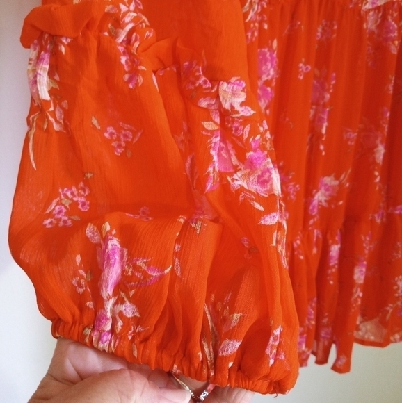 Vince Camuto orange/pink boho flouncy ruffle mini dress women's size small/mediu - Picture 3 of 11